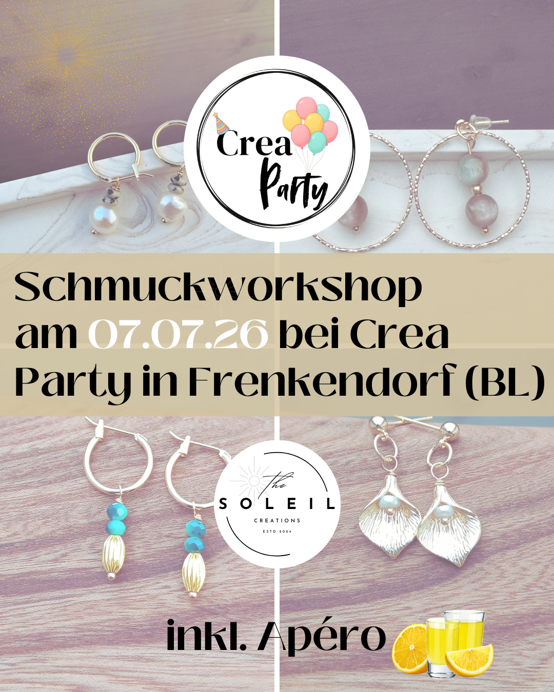 Schmuckworkshop 07.07.26 bei Crea Party in Frenkendorf (BL)