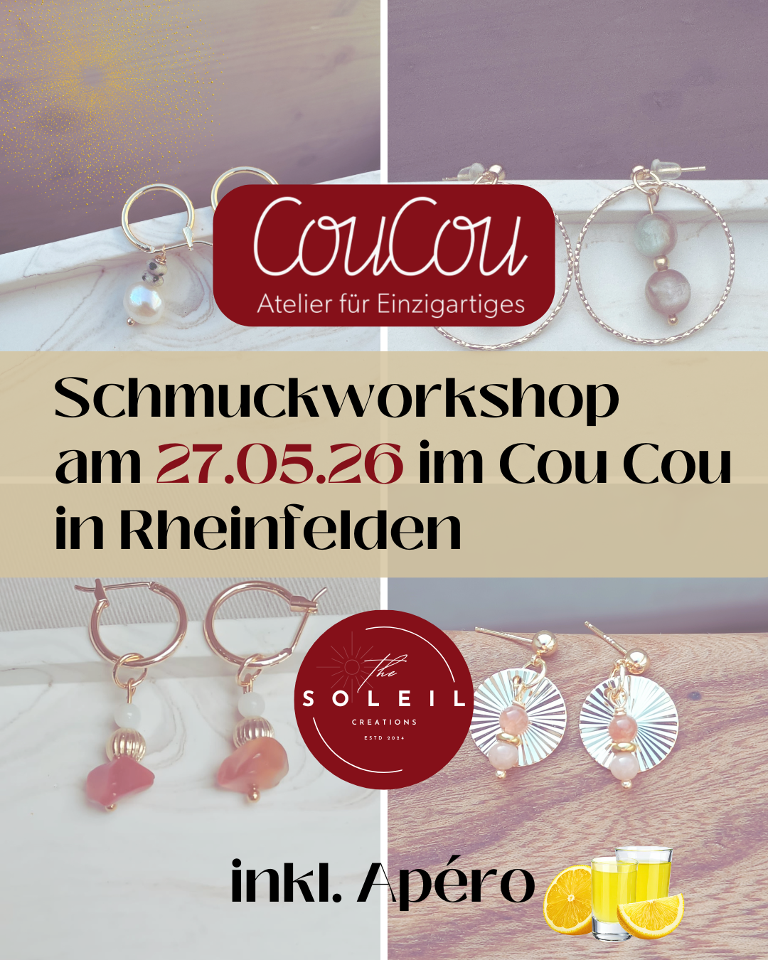 Schmuckworkshop 27.05.26 im Cou Cou in Rheinfelden (AG)